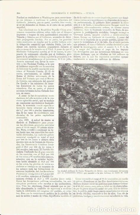 Otros art&iacute;culos de coleccionismo en papel: LAMINA ESPASA 37298: Vista de Santa Margarita de Belice, Italia - Varios