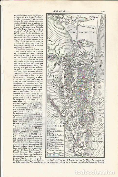 Otros art&iacute;culos de coleccionismo en papel: LAMINA ESPASA 37444: Plano de Gibraltar - Varios