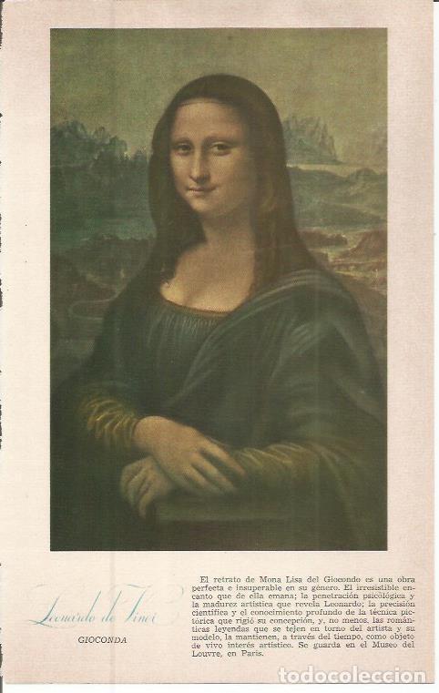 Otros art&iacute;culos de coleccionismo en papel: LAMINA 51632: La Gioconda, por Leonardo da Vinci - VVAA