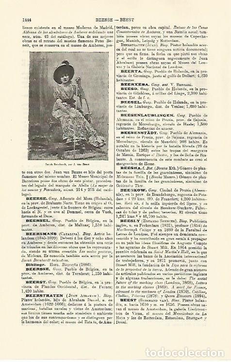 Otros art&iacute;culos de coleccionismo en papel: LAMINA ESPASA 30912: Sarah Bernhadt por J. van Beers - Varios