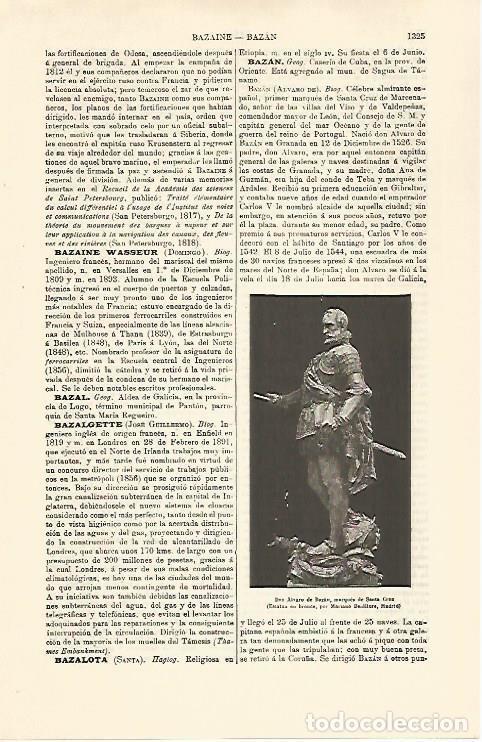 Otros art&iacute;culos de coleccionismo en papel: LAMINA ESPASA 30899: Alvaro de Bazan por M. Benlliure - Varios