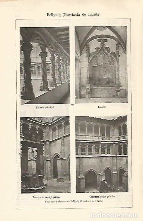 Otros art&iacute;culos de coleccionismo en papel: LAMINA ESPASA 30960: Convento de Bellpuig Lleida - Varios