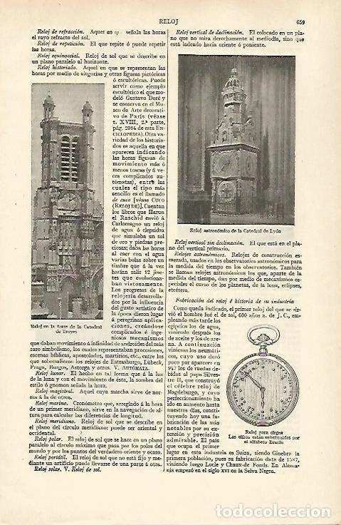 Otros art&iacute;culos de coleccionismo en papel: LAMINA ESPASA 31017: Reloj de la Catedral de Troyes y de Lyon - Varios