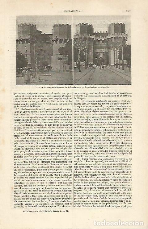 Otros art&iacute;culos de coleccionismo en papel: LAMINA ESPASA 31078: Puerta de Serranos en Valencia - Varios