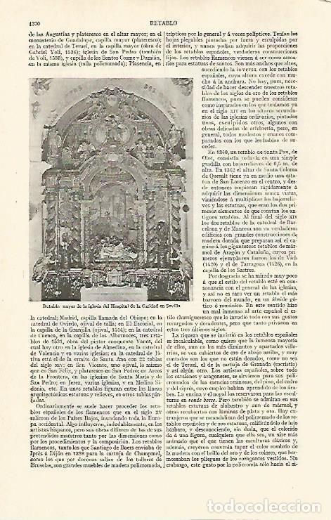 Otros art&iacute;culos de coleccionismo en papel: LAMINA ESPASA 31088: Retablo del Hospital de la Caridad en Sevilla - Varios