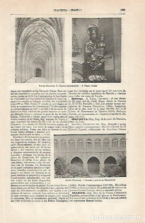 Otros art&iacute;culos de coleccionismo en papel: LAMINA ESPASA 20829: Monasterio de Irache Navarra - Varios
