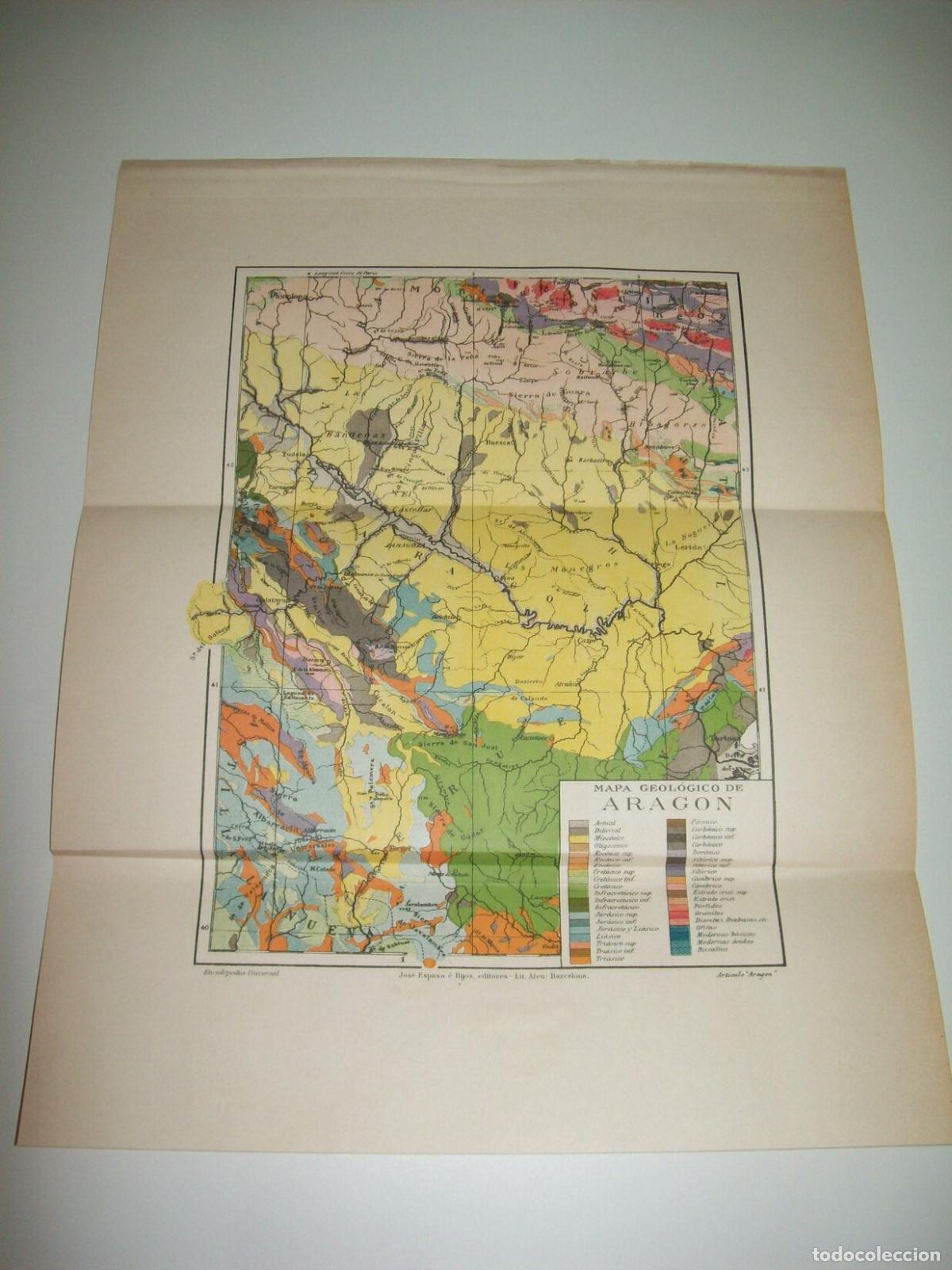 Otros art&iacute;culos de coleccionismo en papel: LAMINA ESPASA 7092: Mapa geologico de Aragon - Varios