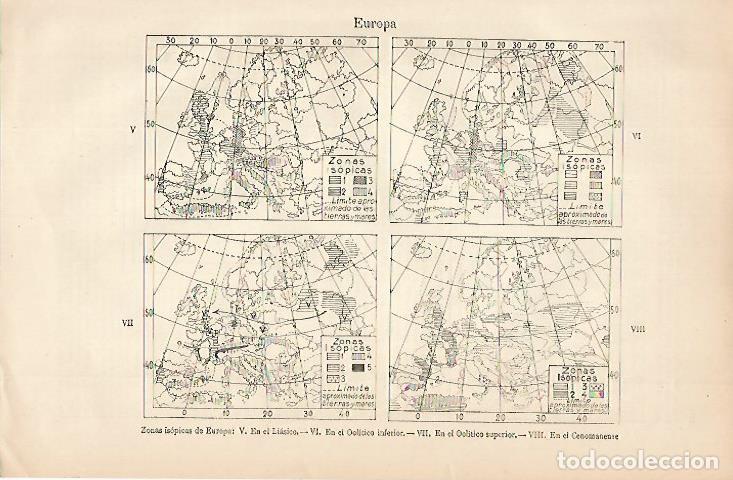 Otros art&iacute;culos de coleccionismo en papel: LAMINA ESPASA 7908: Mapa de las zonas isopicas de Europa - Varios