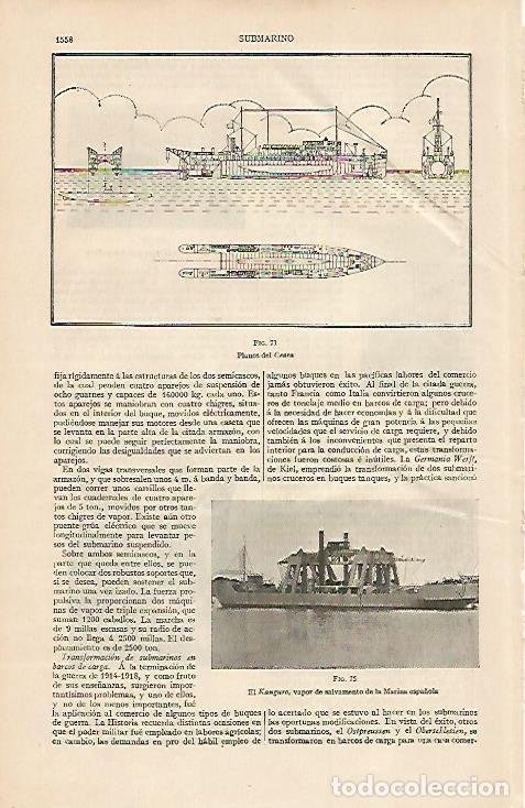 Otros art&iacute;culos de coleccionismo en papel: LAMINA ESPASA 7357: Planos del submarino Ceara - Varios