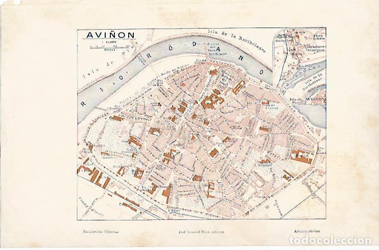 Otros art&iacute;culos de coleccionismo en papel: LAMINA ESPASA 7177: Plano de Avi&ntilde;on Francia - Varios