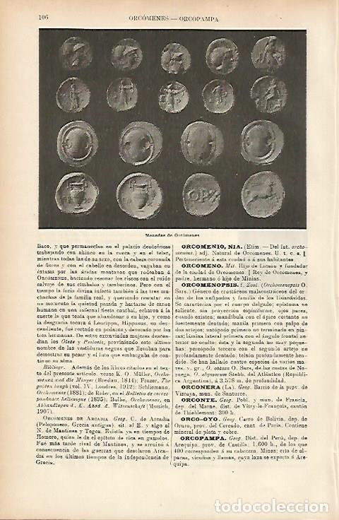 Otros art&iacute;culos de coleccionismo en papel: LAMINA ESPASA 7575: Monedas de Orcomenes Grecia - Varios