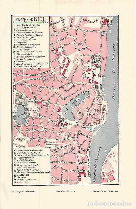 Otros art&iacute;culos de coleccionismo en papel: LAMINA ESPASA Alemania 9267: Plano de Kiel Alemania - Varios