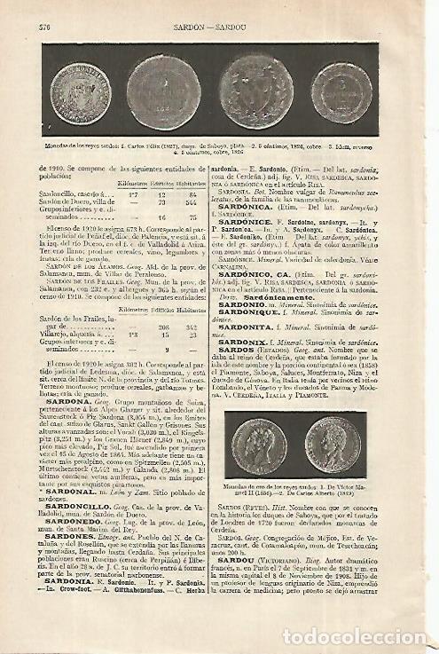 Otros art&iacute;culos de coleccionismo en papel: LAMINA ESPASA 12367: Monedas de los reyes sardos - Varios