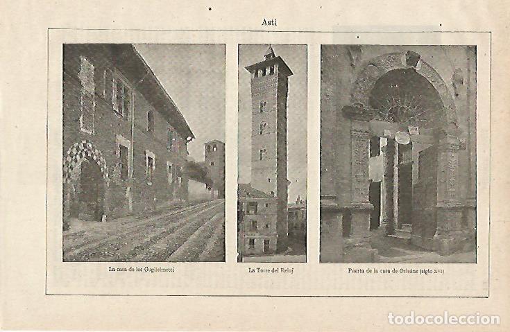 Otros art&iacute;culos de coleccionismo en papel: LAMINA ESPASA 12916: Vistas de Asti Italia - Varios