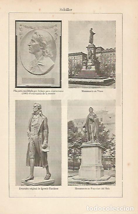 Otros art&iacute;culos de coleccionismo en papel: LAMINA ESPASA 19613: Monumentos de Schiller - Varios