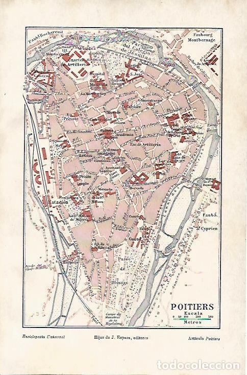 Otros art&iacute;culos de coleccionismo en papel: LAMINA ESPASA 3331: Plano de Poitiers Francia - Varios Autores