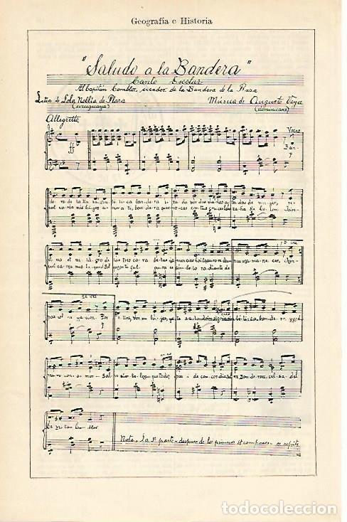 Otros art&iacute;culos de coleccionismo en papel: LAMINA DE ESPASA 319: Partitura de Saludo a la Bandera - Varios autores