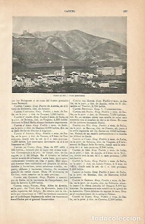 Otros art&iacute;culos de coleccionismo en papel: LAMINA ESPASA 3053: Vista de Castel del Rio Italia - Varios Autores