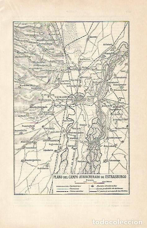 Otros art&iacute;culos de coleccionismo en papel: LAMINA De ESPASA 00105: Plano del Campo Atrincherado de estrasburgo - Varios autores