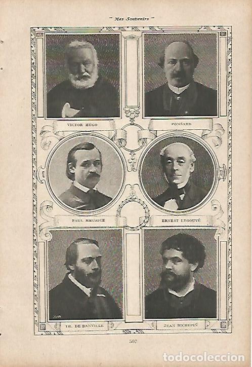 Otros art&iacute;culos de coleccionismo en papel: LAMINA 12049: Victor Hugo Ponsard Meurice y Richepin - Varios