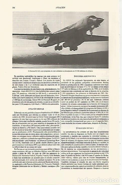 Otros art&iacute;culos de coleccionismo en papel: LAMINA ESPASA 31238: El avion Rockwell B-1B - Varios