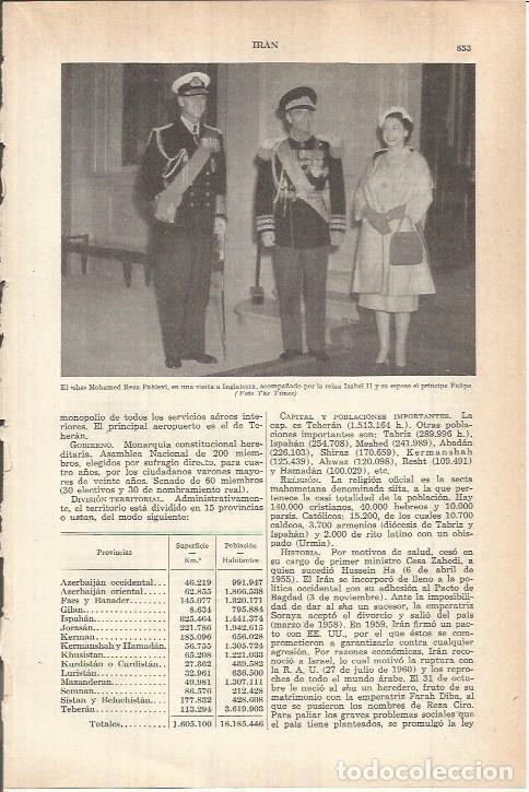 Otros art&iacute;culos de coleccionismo en papel: LAMINA ESPASA 38185: El sha de Persia con Isabel II - Varios