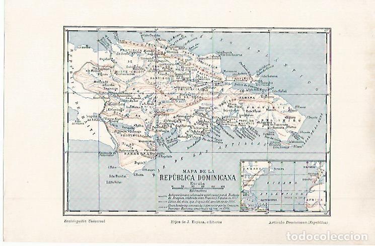 Otros art&iacute;culos de coleccionismo en papel: LAMINA ESPASA 31482: Mapa de la Republica Dominicana - Varios