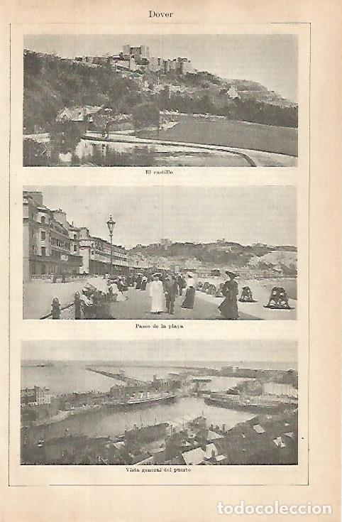 Otros art&iacute;culos de coleccionismo en papel: LAMINA ESPASA 31524: Castillo paseo y Puerto de Dover Inglaterra - Varios
