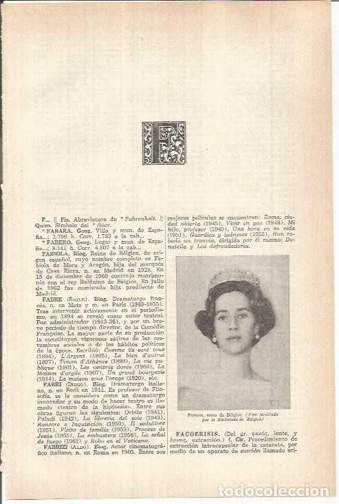 Otros art&iacute;culos de coleccionismo en papel: LAMINA ESPASA 38138: Fabiola, reina de Belgica - Varios