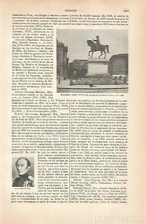 Otros art&iacute;culos de coleccionismo en papel: LAMINA ESPASA 31564: Monumento a G. Dufour en Ginebra - Varios