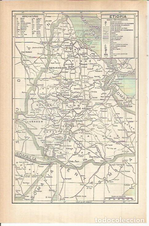 Otros art&iacute;culos de coleccionismo en papel: LAMINA ESPASA 38136: Mapa de Etiopia - Varios