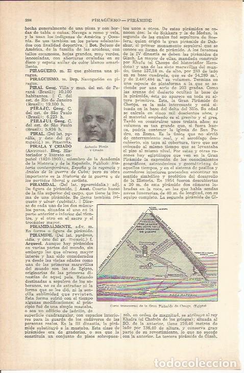 Otros art&iacute;culos de coleccionismo en papel: LAMINA ESPASA 37807: Corte transversal de la piramide de Keops - Varios