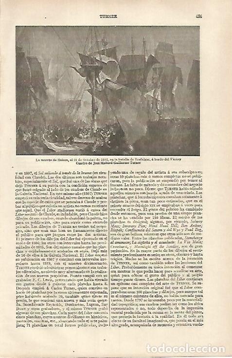 Otros art&iacute;culos de coleccionismo en papel: LAMINA ESPASA 31796: La muerte de Nelson por Turner - Varios