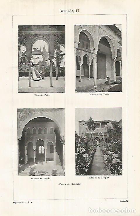 Otros art&iacute;culos de coleccionismo en papel: LAMINA ESPASA 32104: Palacio del Generalife en Granada - Varios