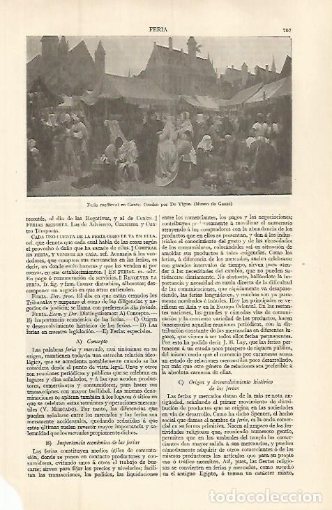 Otros art&iacute;culos de coleccionismo en papel: LAMINA ESPASA 32643: Feria medieval en Gante, por De Vigne - Varios