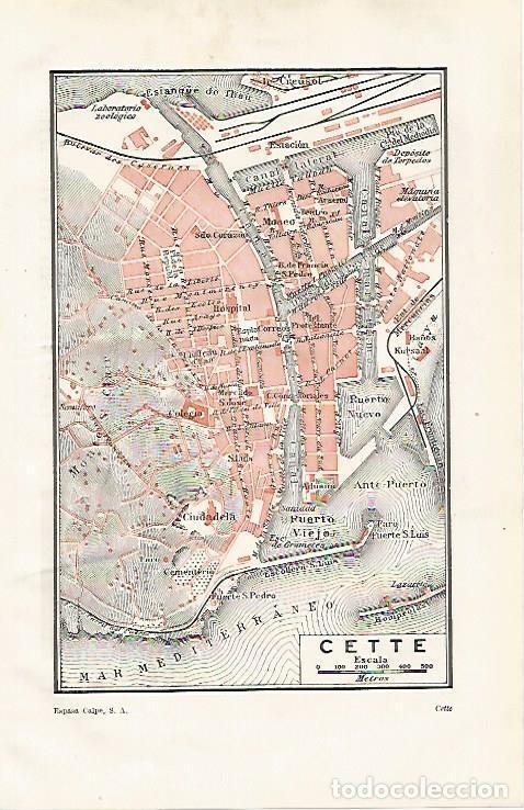 Otros art&iacute;culos de coleccionismo en papel: LAMINA ESPASA 32562: Plano de Cette, Francia - Varios