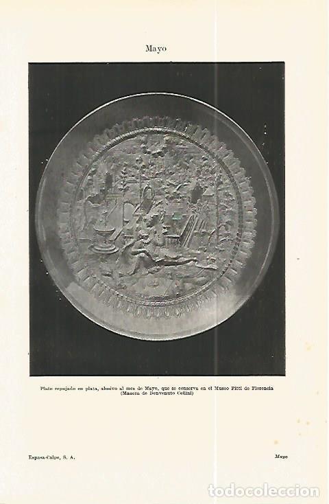 Otros art&iacute;culos de coleccionismo en papel: LAMINA ESPASA 32318: Plato representando al mes de Mayo., Galeria Pitti de Florencia - Varios
