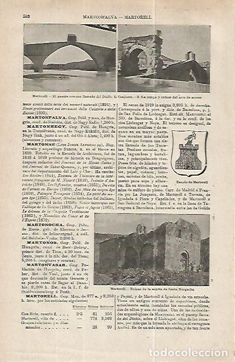 Otros art&iacute;culos de coleccionismo en papel: LAMINA ESPASA 32235: Escudo y vistas de Martorell, Barcelona - Varios