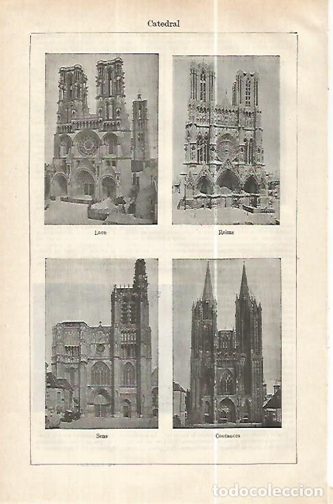 Otros art&iacute;culos de coleccionismo en papel: LAMINA ESPASA 32412: Catedral de Leon, Reims, Sens y Constances - Varios