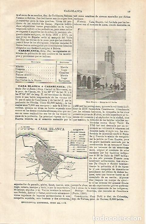 Otros art&iacute;culos de coleccionismo en papel: LAMINA ESPASA 32338: Plano y Mezquita del Bacha en Casablanca, Marruecos - Varios