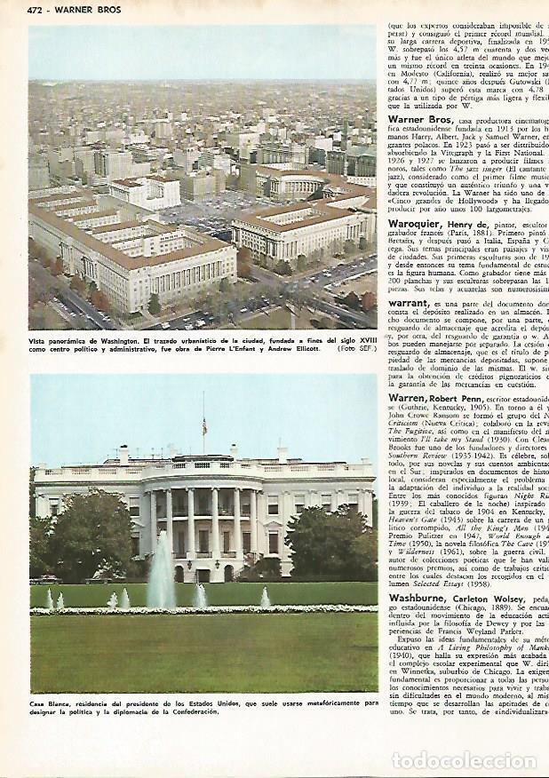 Paper Collecting Others: LAMINA MONITOR 0779: Vista aerea de Washington y Casa Blanca - Varios