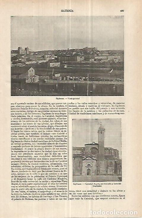 Otros art&iacute;culos de coleccionismo en papel: LAMINA ESPASA 32989: Vista y Catedral de Siguenza, Guadalajara - Varios