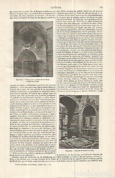 Otros art&iacute;culos de coleccionismo en papel: LAMINA ESPASA 32992: Iglesia de Santiago y Capilla de Santa Catalina en Siguenza, Guadalajara - Vari