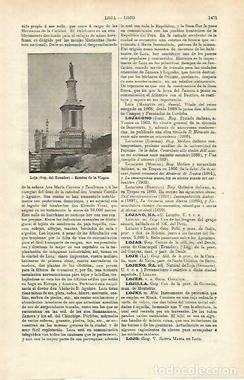 Otros art&iacute;culos de coleccionismo en papel: LAMINA ESPASA 33430: Estatua de la Virgen en Loja, Ecuador - Varios