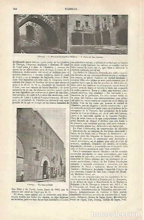Otros art&iacute;culos de coleccionismo en papel: LAMINA ESPASA 33483: Arcos y plaza de San Antonio de Tarrega, Lleida - Varios