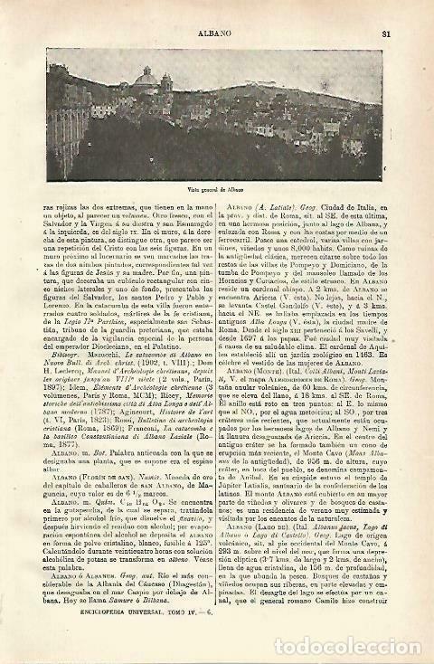 Otros art&iacute;culos de coleccionismo en papel: LAMINA ESPASA 33629: Vista general de Albano, Italia - Varios