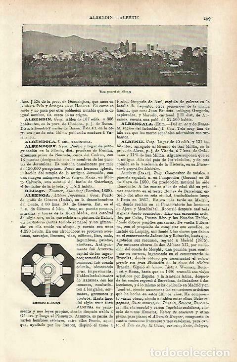 Otros art&iacute;culos de coleccionismo en papel: LAMINA ESPASA 33632: Vista general de Albenga, Italia - Varios
