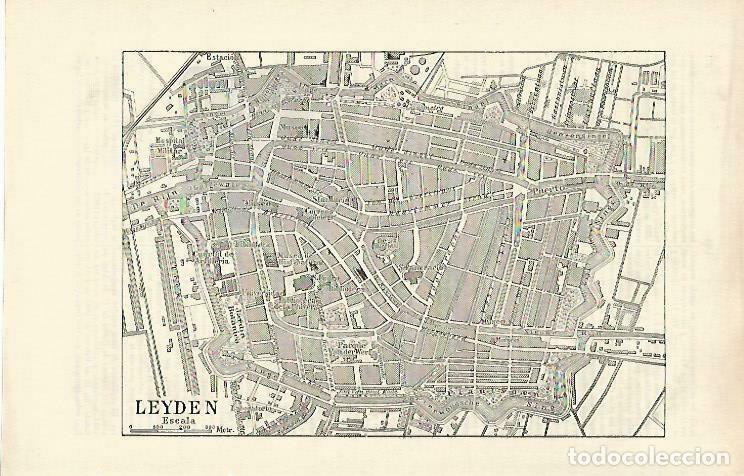 Otros art&iacute;culos de coleccionismo en papel: LAMINA ESPASA 33221: Plano de Leyden, Holanda - Varios