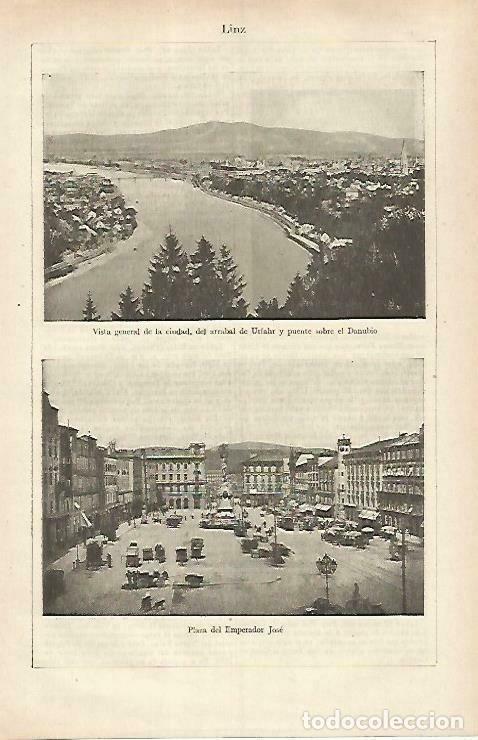 Otros art&iacute;culos de coleccionismo en papel: LAMINA ESPASA 33321: Vista y Plaza del Emperador Jose en Linz, Austria - Varios
