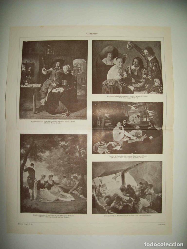Otros art&iacute;culos de coleccionismo en papel: LAMINA ESPASA 33856: Obras por Metsu, Miense, Manet, Watteau y Sorolla - Varios